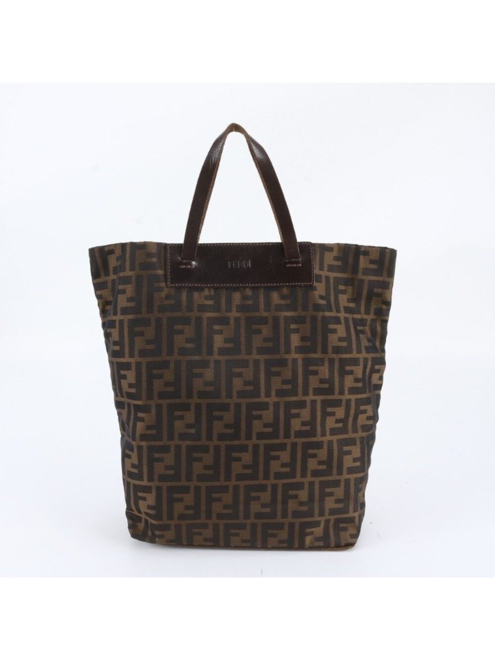 Fendi Zucca Leather Nylon Tote Bag Shoulder